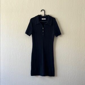 Navy Ribbed Tee Dress